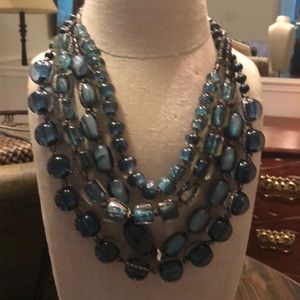 Chico’s 4 strand blue beaded with silver necklace